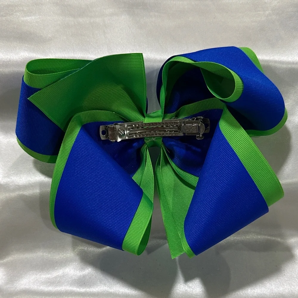 Blue and Lime Green Grosgrain Mega Hair Bow- bundle & save on shipping